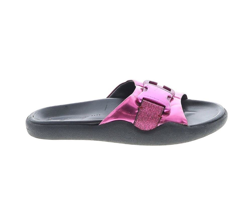 AUTHENTIC Christopher Kane Pink-Purple Leather Slide Flats Sandals Sz EU 37 EUC